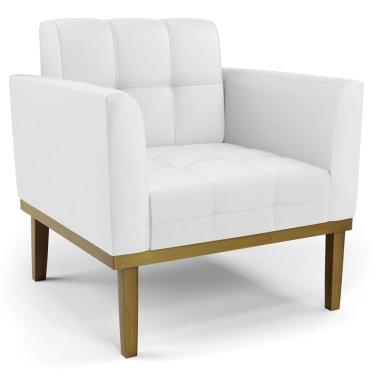 Imagem de Poltrona Decorativa Ana Couro Sintético Branco Marrom Ibiza