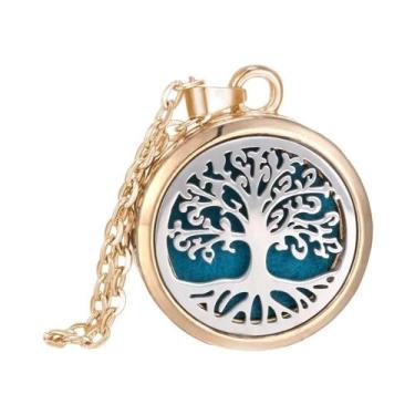 Imagem de Colar Difusor De Óleos Essenciais Árvore Da Vida Em Aço Inoxidável Com