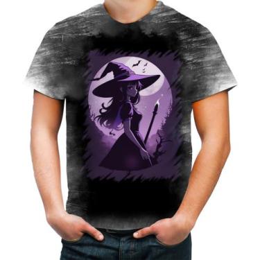 Imagem de Camiseta Desgaste Bruxa Halloween Púrpura Festa 3 - Kasubeck Store®, P