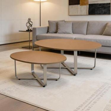 Imagem de Kit 02 Mesas de Centro Orgânica Para Sala Living Tannat L06 Couro Marr