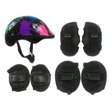 Imagem de Kit Proteção Infantil Patins Skate Bicicleta Roller Colorido - DM Toys