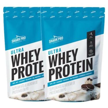 Imagem de Kit 2x Whey Isolado Concentrado Cookies 907g - Shark Pro - SharkPro