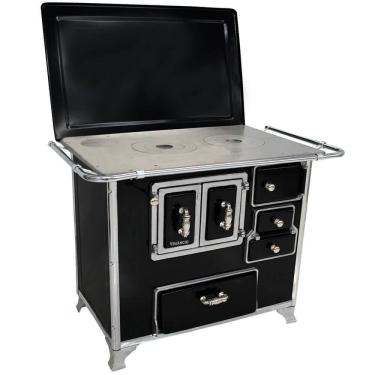 Imagem de Fogão A Lenha Venâncio Tradicional Preto Gabinete No02 Lado Esquerdo Porta Dupla Com Ta...