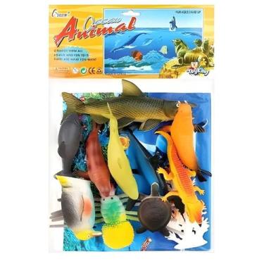 Imagem de Kit Animais Marinhos Medio Brinquedo Banho Tubarões Golfinho - Europio