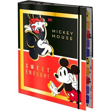 Imagem de Fichário Universitário Argolado com Elástico Dac 4403 48 Folhas 10 Divisórias Tema Mickey Mouse Disney Preto