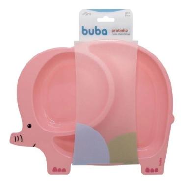 Imagem de Pratinho Infantil Com Divisórias Elefante Rosa 14450 Buba