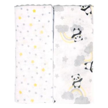 Imagem de Toalha Fralda Luxo Estampada Com 02 Unidades 68x110cm Baby Bublim Inco