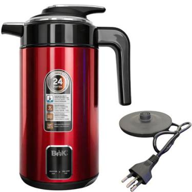 Imagem de Chaleira Elétrica Térmica Inox Bak 1,8L 1000W 127 Vermelha, 110V, Verm