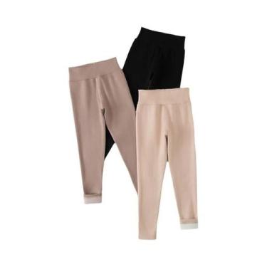 Imagem de Conjunto De Leggings Quentes De Fleece Para Crianças Com Cintura Alta 