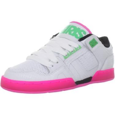 Imagem de Osiris Tênis de skate baixo NYC 83 para meninas, Branco/Rosa/Verde, 5.5