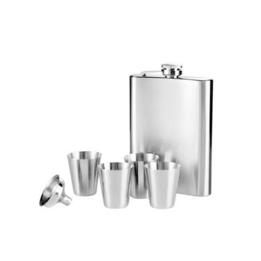 Imagem de Cantil Porta Bebida De Bolso 230ml Inox Whisky Vodka Rum