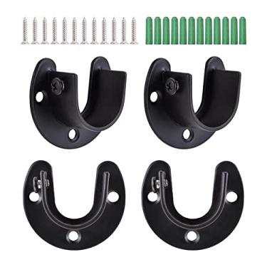 Imagem de Fenteer Suportes de Prateleira de Tubo de 4 Peças, Suporte de Flange Resistente para em Parede de Metal Pendurado Suporte de Prateleira em, 32 MM