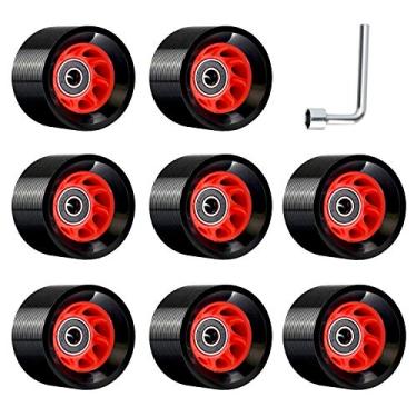 Imagem de TOBWOLF Pacote com 8 rodas de patins de 58 mm x 39 mm, 95 A, quadriciclo interno para patinação de velocidade, patins artísticos, geleia, ringue e ritmo, rodas resistentes ao desgaste PU acessórios de patins de fileira dupla