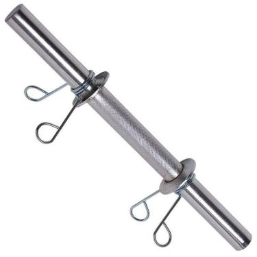 Imagem de Barra Maciça Cromada De 40Cm Para Anilhas + 2 Presilhas