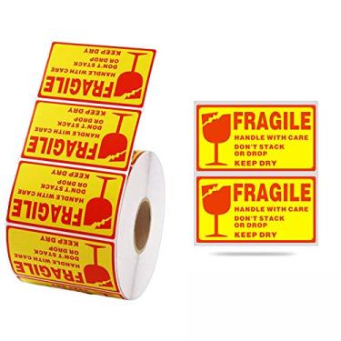 Imagem de Adesivos frágeis 2x3 alça com cuidado obrigado 500 / rolo etiqueta de aviso 1 rolo 2" x 3" alça frágil com adesivos de cuidado etiquetas 100 * 100 mm-500 peças