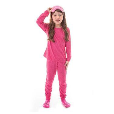 Imagem de Pijama Longo Feminino Infantil - Mouline Rosa - Dadomile