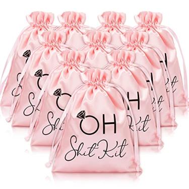 Imagem de Whaline Kit de ressaca de casamento, 10 peças, rosa, sacos de lembrancinha de despedida de solteira, sacos grandes com cordão, kit de recuperação de sobrevivência, bolsa para lembrancinhas de festa de