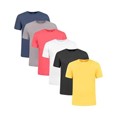 Imagem de Kit 6 Camisetas 100% Algodão (Marinho, chumbo, Vermelho, branco, Preto, ouro, M)
