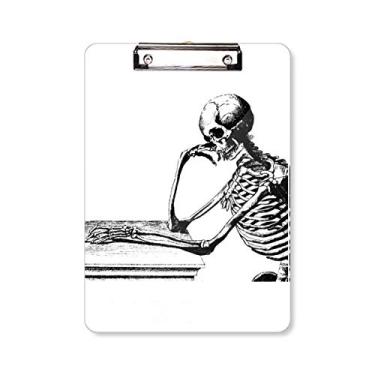 Imagem de Caderno de esqueleto humano para esboço postura sentada pasta prancheta placa de apoio A4