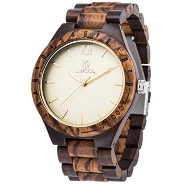 Imagem de Relógio masculino de madeira ecologicamente correto 100% zebra natural relógios de madeira