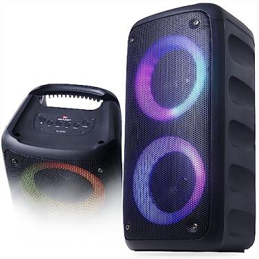 Imagem de Caixa de Som Bluetooth Grasep Amplificada P2 FM Torre Painel Led RGB Aux P10 Microfone 2 Alto Falante
