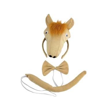 Imagem de Dynwave Conjunto de acessórios para fantasia de cavalo de animal, conjunto de cosplay, faixa elástica para cabeça, kits de fantasias de animais para máscaras, sem patas