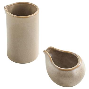 Imagem de Molheira com jarra de creme - Jarra de espuma de leite de cerâmica preta 3 onças e 6 onças - Jarra de creme pequena Jarra de creme de café de cerâmica para café, chá, leite, geléia, molhos (Color : L