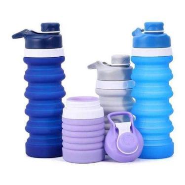 Imagem de 5 Garrafa Retrátil De Silicone Bpa Free 550ml Pronta Entrega - Oem