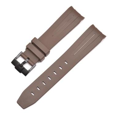 Imagem de AMSOH 20mm 22mm 21mm Pulseira de relógio de borracha para pulseira Rolex marca pulseira de relógio de pulso de substituição para homens acessórios de relógio de pulso (cor: fivela castanho-preta,