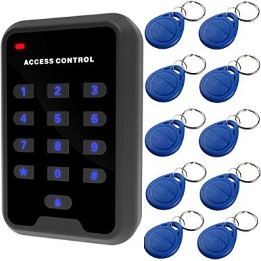 Imagem de UHPPOTE Teclado com controle de acesso de cartão RFID de proximidade de porta única de 125 kHz com 10 peças de chaveiros