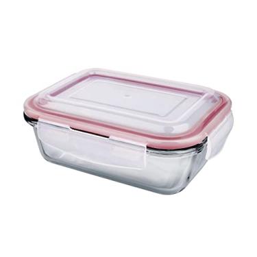 Imagem de Pote de Vidro Hermético Retangular, Euro, Vermelho, 370 ml