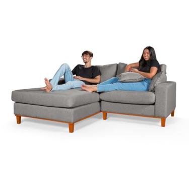 Imagem de Sofá Paris 2 Lugares Living Com Chaise Essencial Estofados (Lado Direito, Cinza)