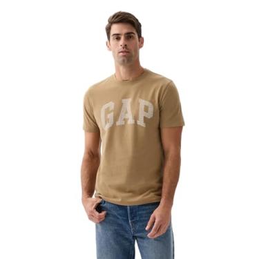 Imagem de GAP Camiseta masculina com logotipo macio para uso diário, Cáqui perfeito, M