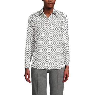 Imagem de Lands' End Camiseta feminina plus size de algodão Supima sem ferro de manga comprida, Ivory Encircle Geo, 7