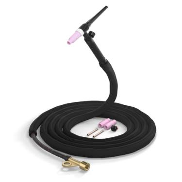 Imagem de YESWELDER Tocha de soldagem Tig WP-17FV (cabeça de válvula de gás) cabeça flexível resfriada a ar TIG completa tocha com cabo de 3,6 m