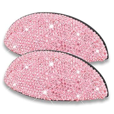 Imagem de Puxadores de gaveta brilhantes de 2 peças puxador de copo plano feito à mão com puxadores de decoração de cristal, puxadores de concha tipo orelha com parafusos para casa, cozinha, banheiro, gabinete, cômoda (rosa)