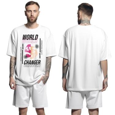 Imagem de Camisa Camiseta Oversized Streetwear Genuine Grit Masculina Larga 100% Algodão 30.1 World Changer - Branco - GG