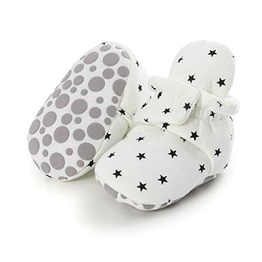 Imagem de HsdsBebe Botas de algodão unissex para bebês recém-nascidos, sola antiderrapante para crianças pequenas, crianças, inverno, quente, fleece, meias aconchegantes, B/Star-white, 6-12 Months Infant