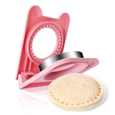 Imagem de Cortador de sanduíche redondo e selador, cortadores de sanduíche para almoço infantil, cortador de sanduíche sem crosta, cortador de biscoito para crianças lancheira e caixa Bento (rosa redondo)