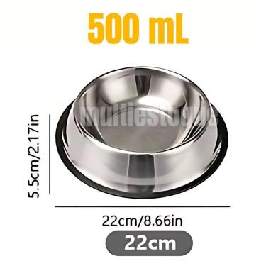 Imagem de Tigela Inox Comedouro Antiderrapante Pets 150Ml, 250Ml,