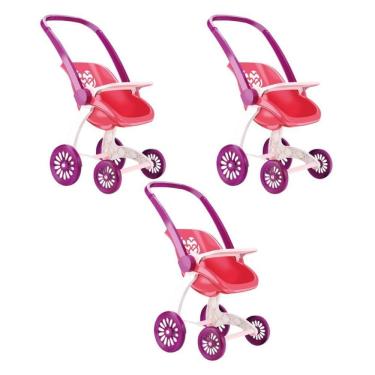 Imagem de Kit 3 brinquedos carrinho de boneca confort baby