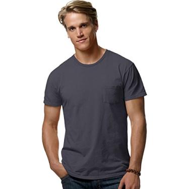 Imagem de Camiseta masculina Hanes de algodão em novelo com bolso (498P)