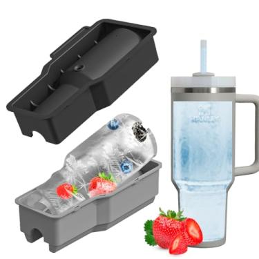 Imagem de Molde de gelo Stanley Tumbler – Bandeja de gelo de silicone com tampa, adequada para bebidas congeladas, suco, uísque, coquetéis e café, compatível com copos de vidro de 850 a 1,134 g, copos Stanley,