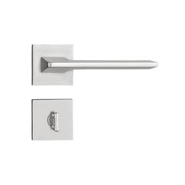 Imagem de Fechadura Sara Cromado Acetinado Roseta Quadrada 40mm Pado Banheiro / Wc