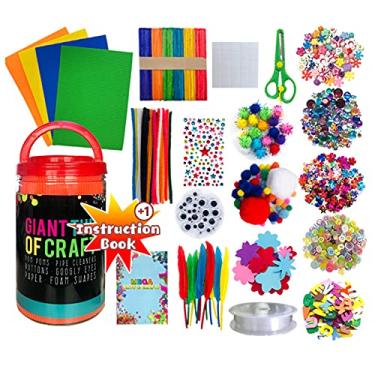 Imagem de Kit de Suprimentos Para Artes E Ofícios Feitos À Mão, Mais de 500 Peças, Conjunto de Atividades Com Letras de Eva, Adesivos de Flores, Palitos de Sorvete, Lantejoulas, Contas, Fivelas, Presente E