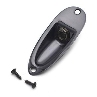 Imagem de SAPHUE Entrada de guitarra tomada tomada tomada saída estilo barco carregado 1/4 polegadas com parafusos para guitarra elétrica para-lama Stratocaster Strat St Mono para peças de substituição de guitarra elétrica (preto)