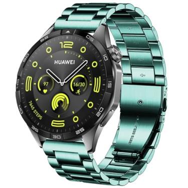 Imagem de DEALELE Pulseiras de substituição de aço inoxidável de 22 mm compatíveis com Samsung Galaxy Watch de 46 mm/Galaxy 3 de 45 mm, para Huawei Wacth GT5/GT5 Pro/4/4 Pro/GT4/3 Pro/GT3 de 46 mm (verde)