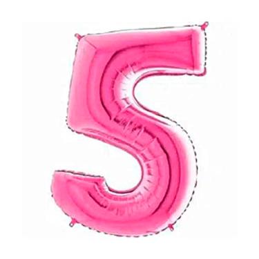 Imagem de Balão De Número Grande Rosa Pink Metalizado 40cm (5)