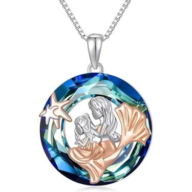Imagem de THUHIL Colar moderno criativo mãe filha sereia gentil sereia mãe ama sua menina pingente presentes para o amante da mãe, cristal, Cristal