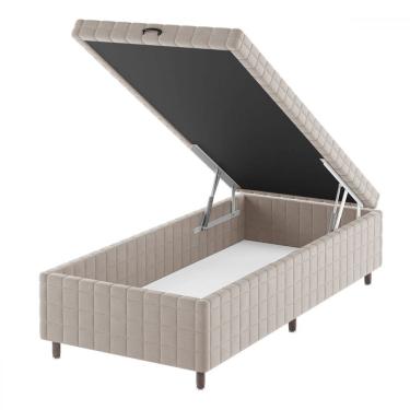 Imagem de Base de Cama Box Solteiro Vision com Baú Turkey/Creme - Vian
